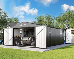 Image 1 of AMERLIFE 13x21x8 FT metal garage shed review