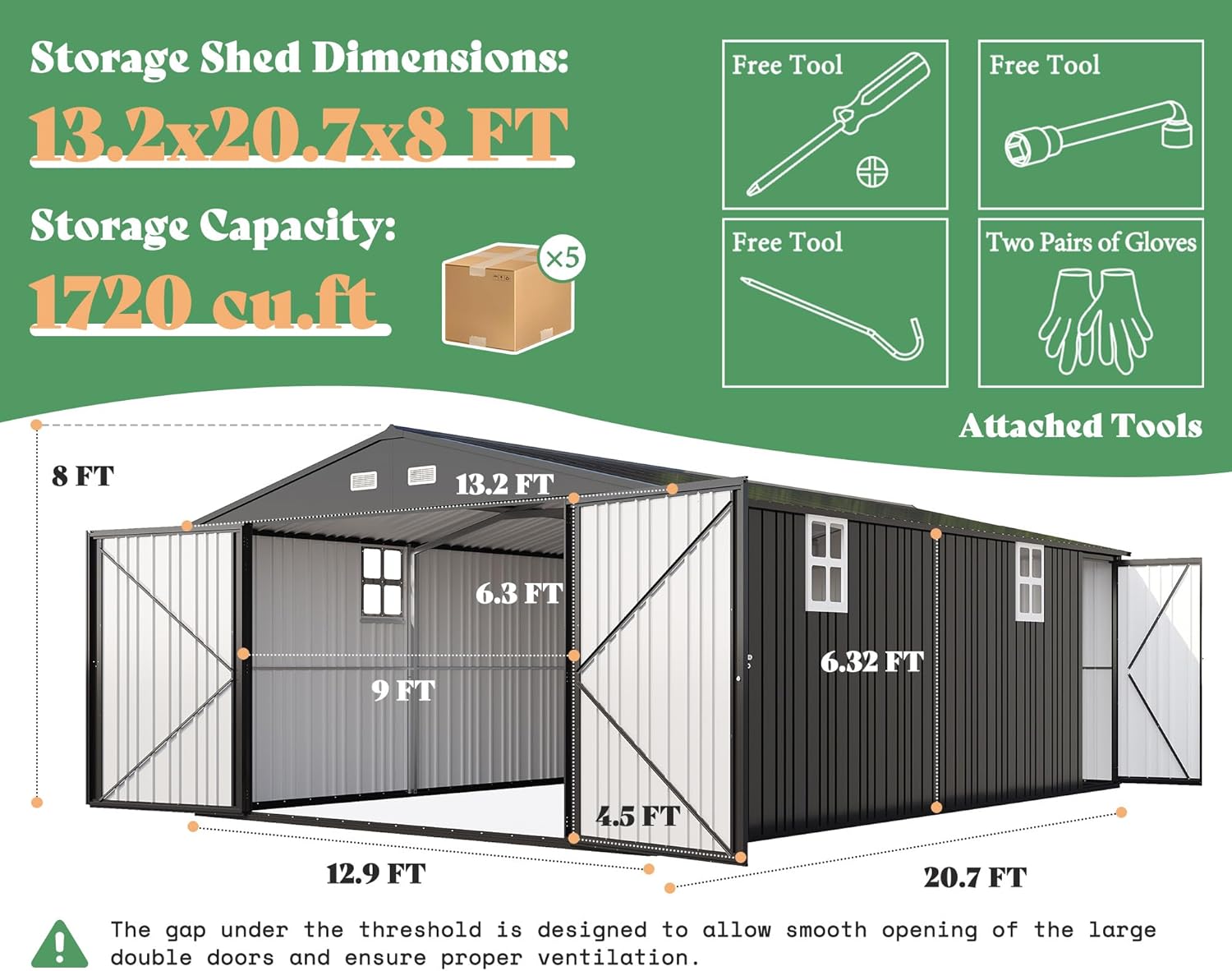 AMERLIFE 13x21x8 FT metal garage shed review features