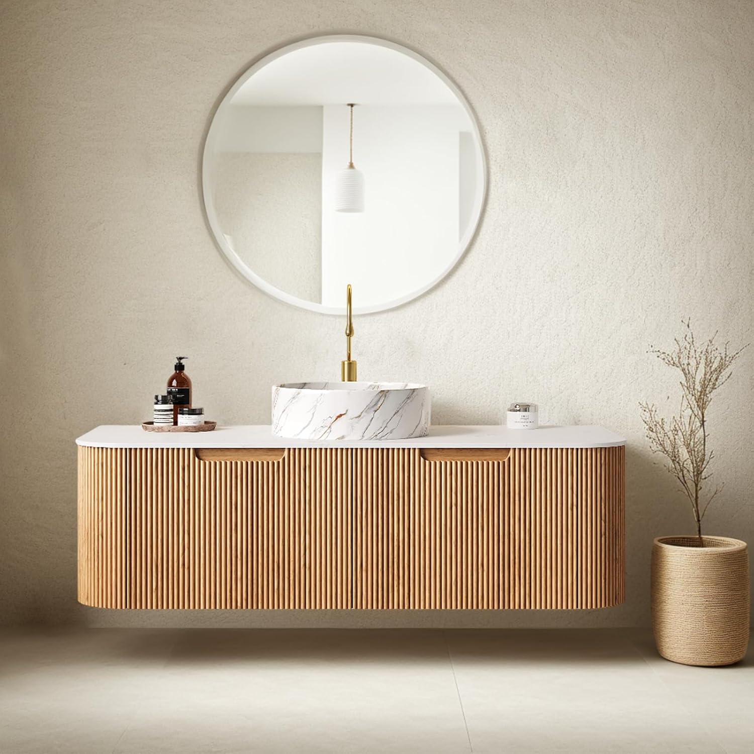 AmbroVania 48 floating bathroom vanity review — full box contents and build quality