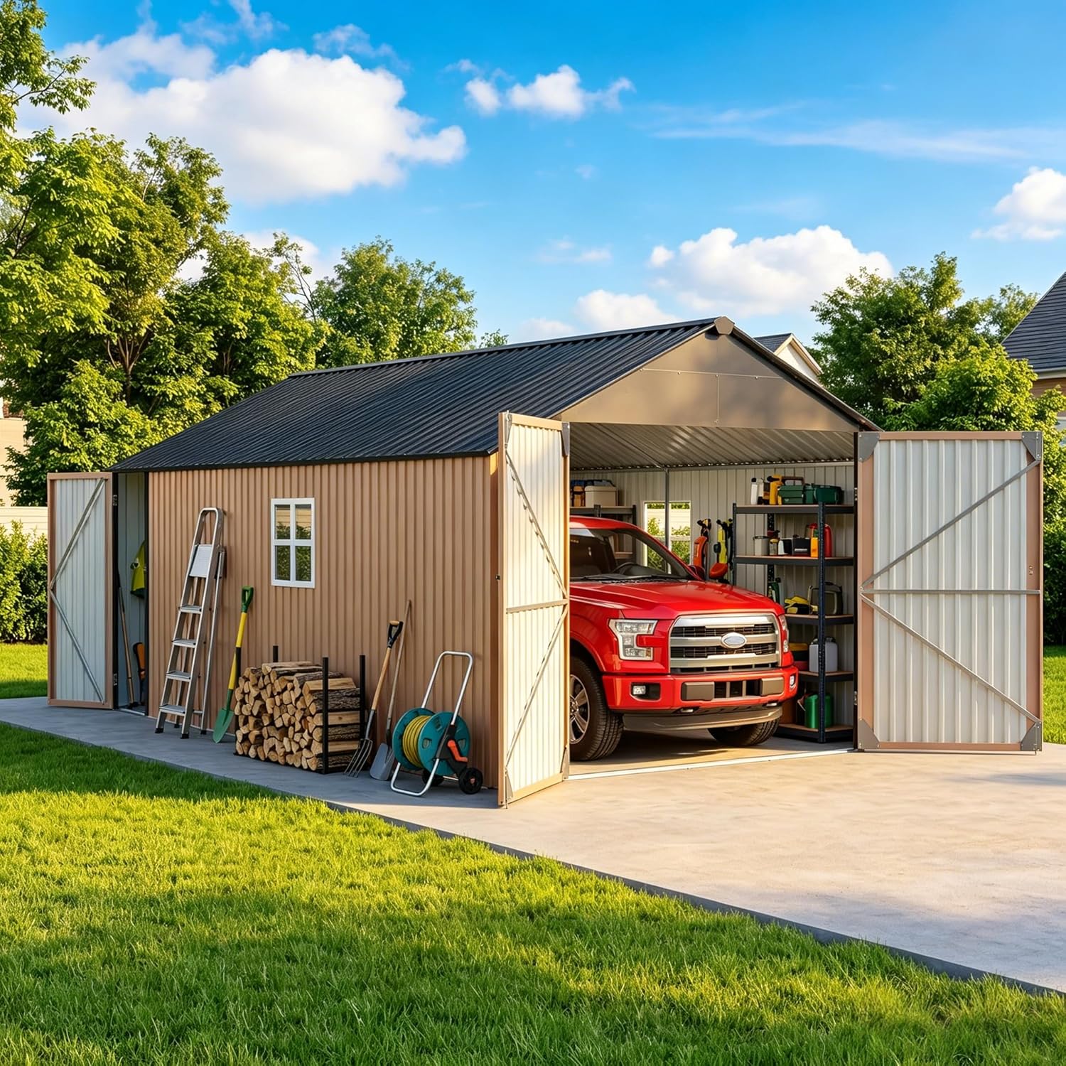 Aoxun Metal Storage Shed Review: Honest Pros & Cons 1 Aoxun metal storage shed review honest opinion — full unboxing showing every item included