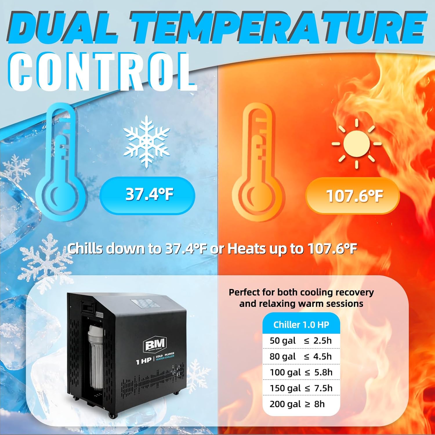 BEYOND MARINA 1HP cold plunge chiller review key features and specifications overview