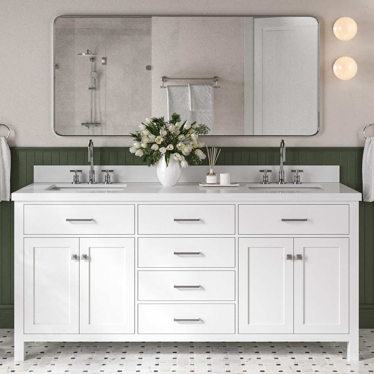 DKB Alenza 72 inch bathroom vanity review — hands-on performance testing of double sinks and quartz countertop