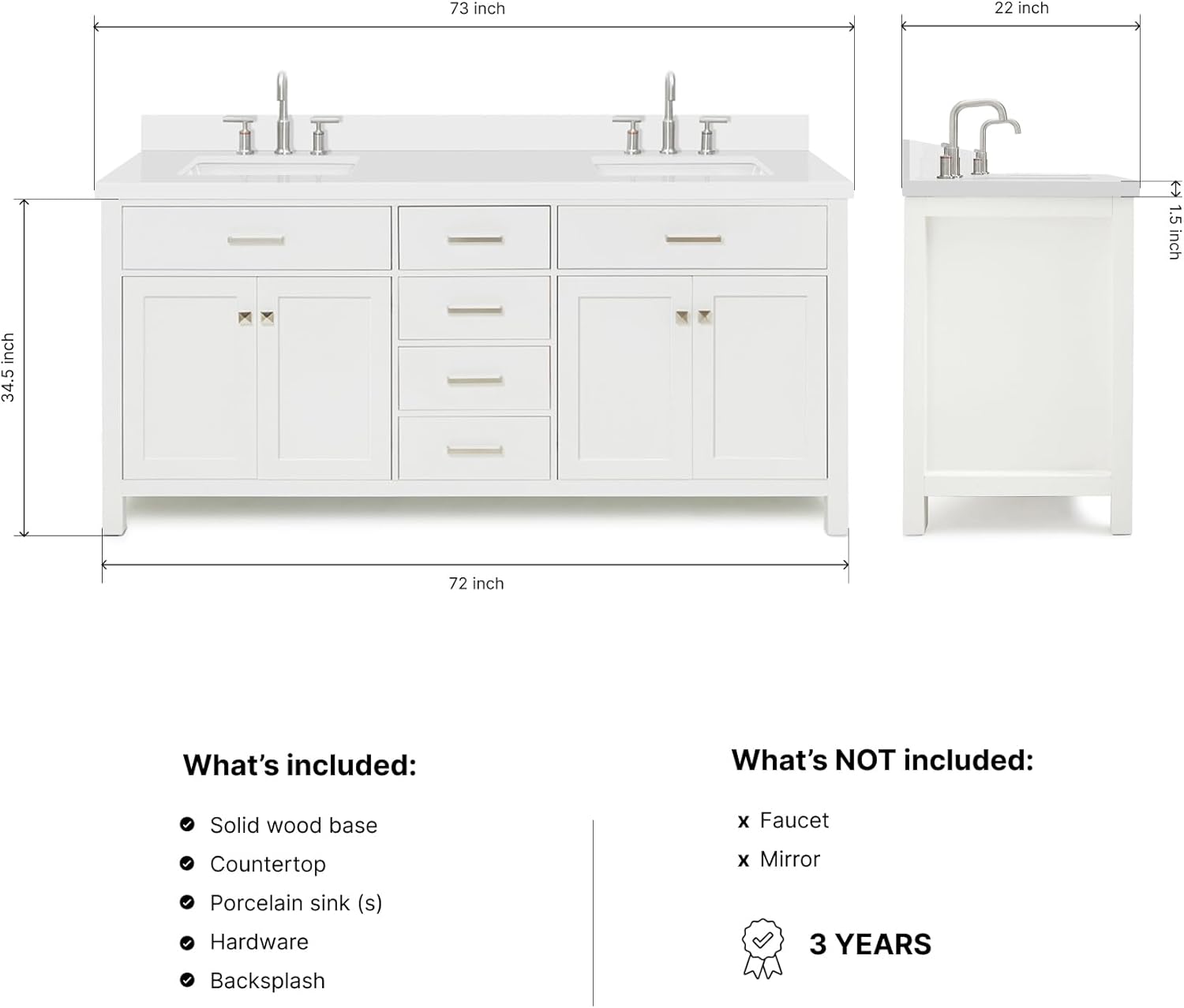 DKB Alenza 72 inch bathroom vanity review — key features overview including dovetail drawers and quartz top