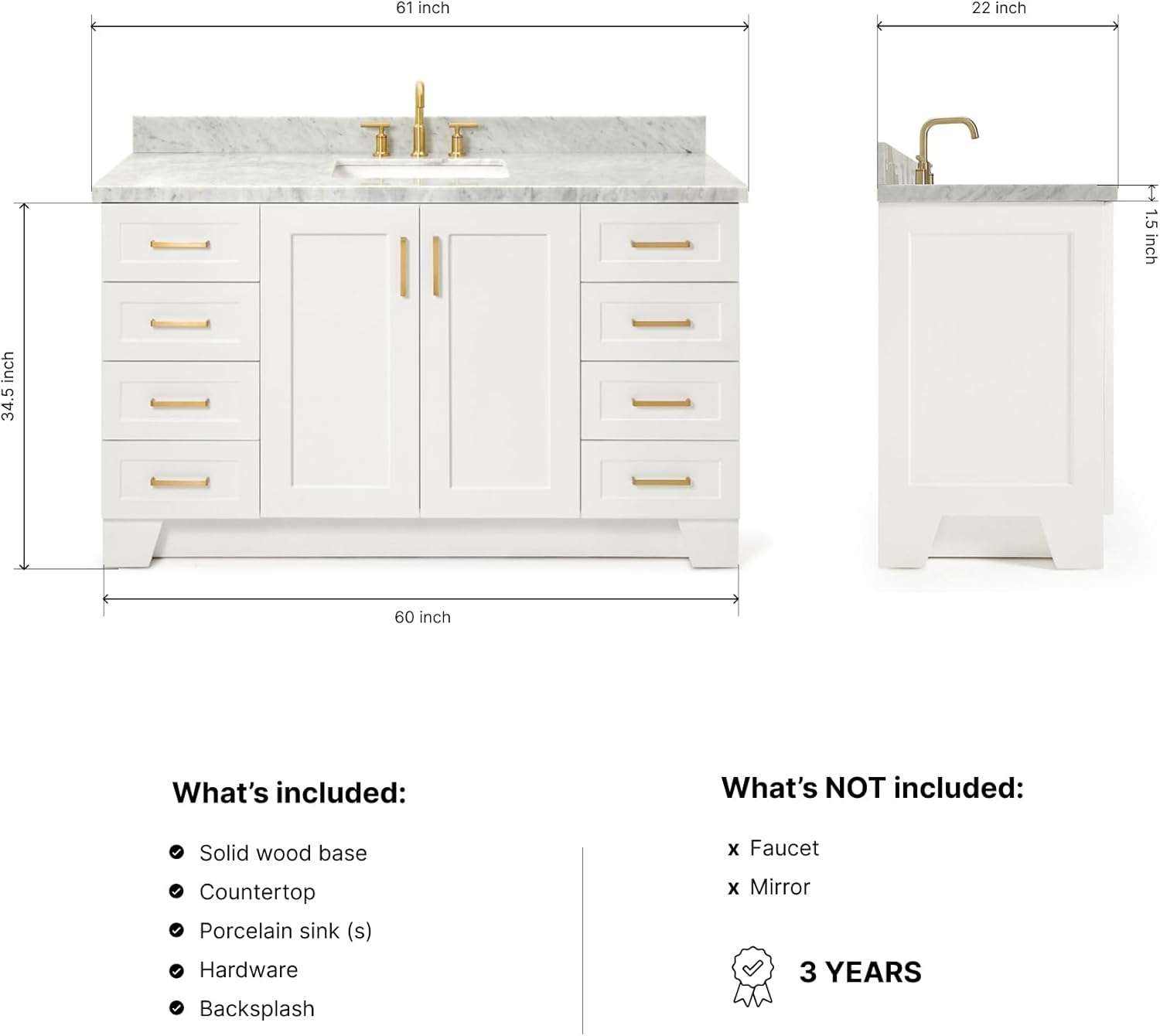 DKB Emilia 60 inch Bathroom Vanity Review: Pros & Cons 2 DKB Emilia 60 inch bathroom vanity review, DKB Emilia vanity review and rating, is DKB Emilia vanity worth buying, DKB Emilia bathroom vanity review pros cons, DKB Emilia vanity review honest opinion, DKB Emilia 60 inch vanity review verdict — design and build quality detail