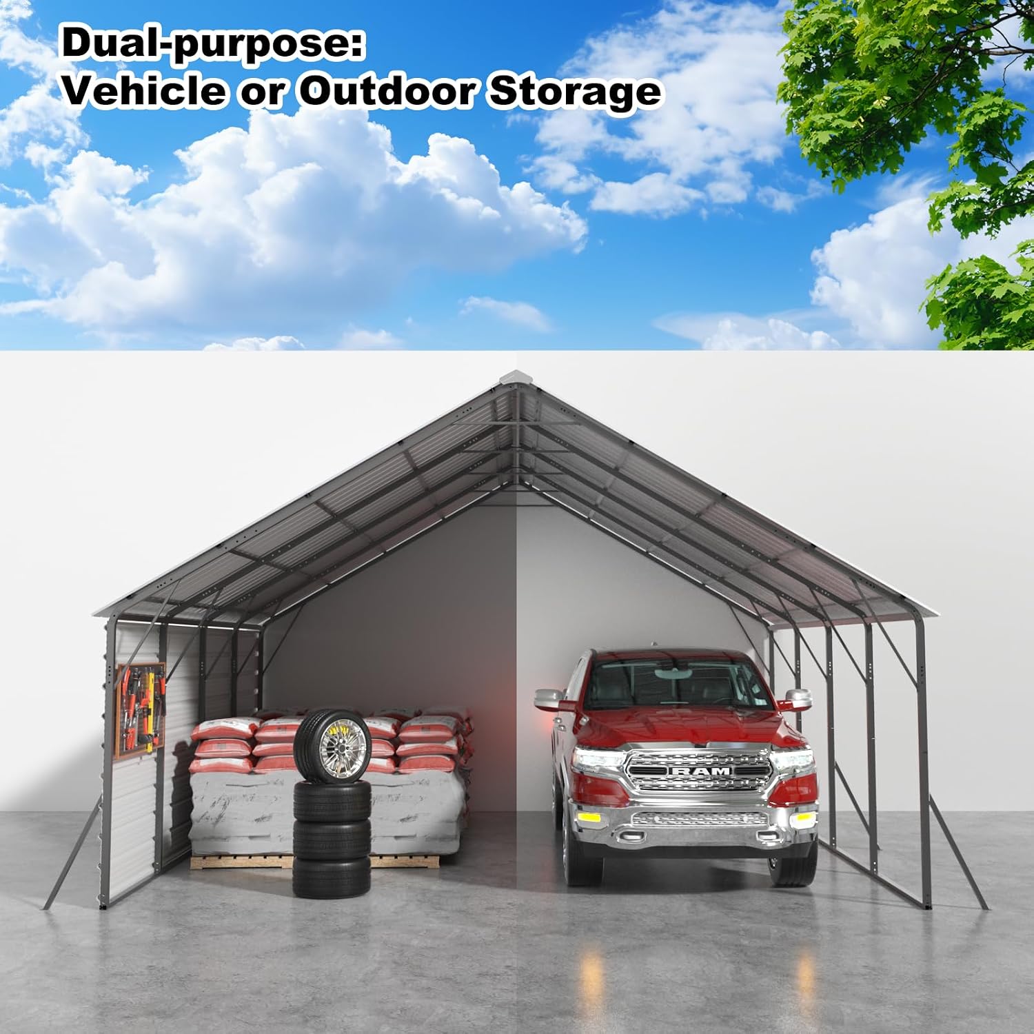 FLOUREE 20x20 Carport Review: Honest Pros & Cons 3 FLOUREE 20x20 carport review — long-term performance after extended use