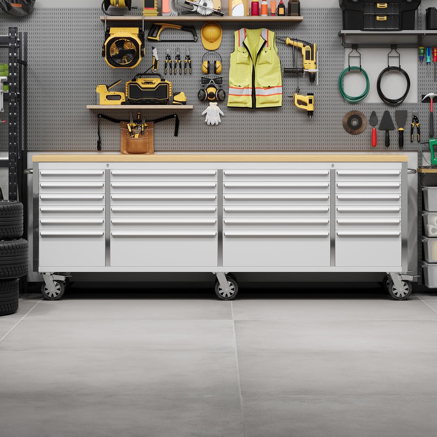 GarveeTech 96 inch tool chest review testing methodology — load capacity, drawer slide durability, locking system reliability, and mobility evaluation