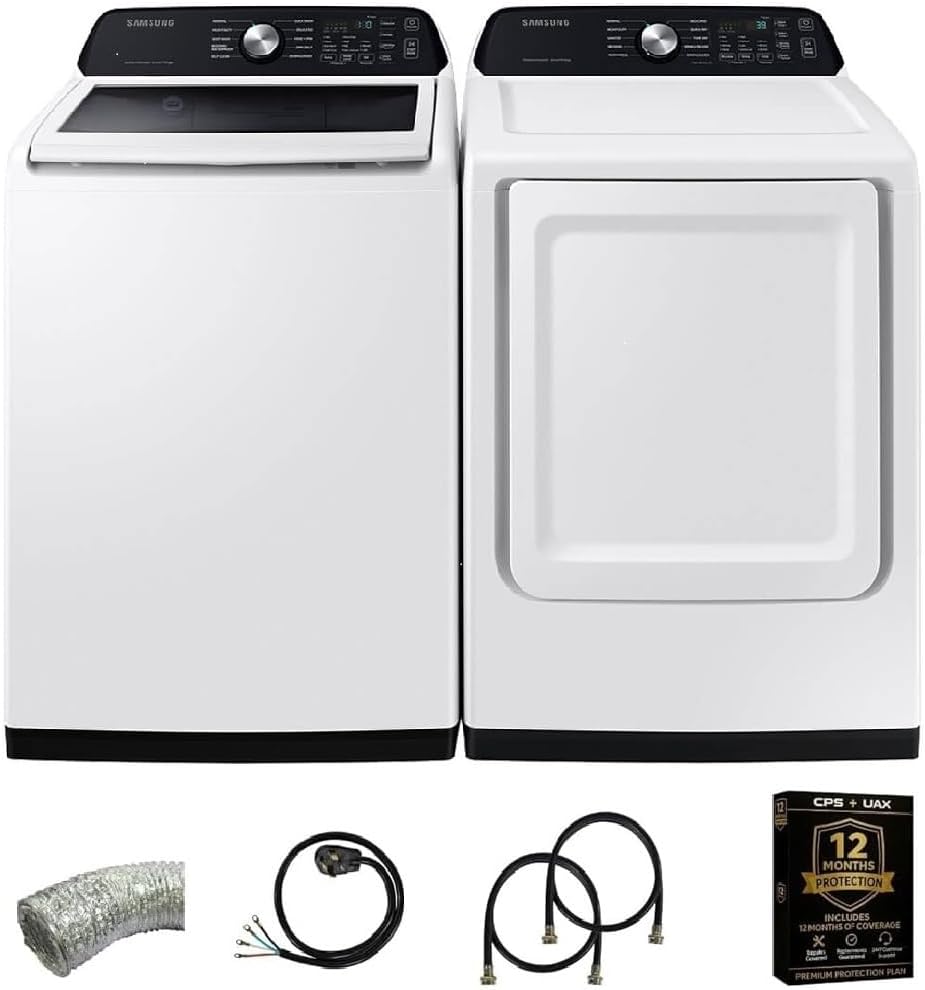 Unboxing Samsung washer dryer pair review – includes hoses, vent, power cord and protection plan