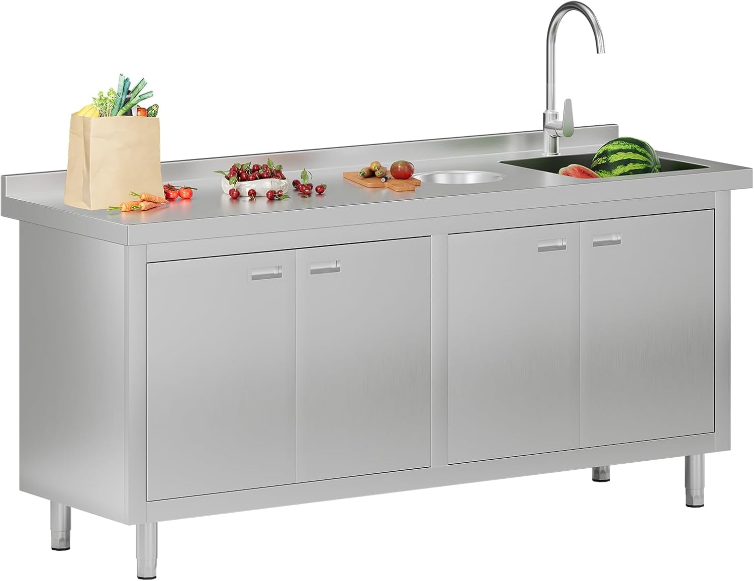 Jocisland utility sink review build quality and materials close-up showing 0.8mm basin and 0.6mm cabinet panels