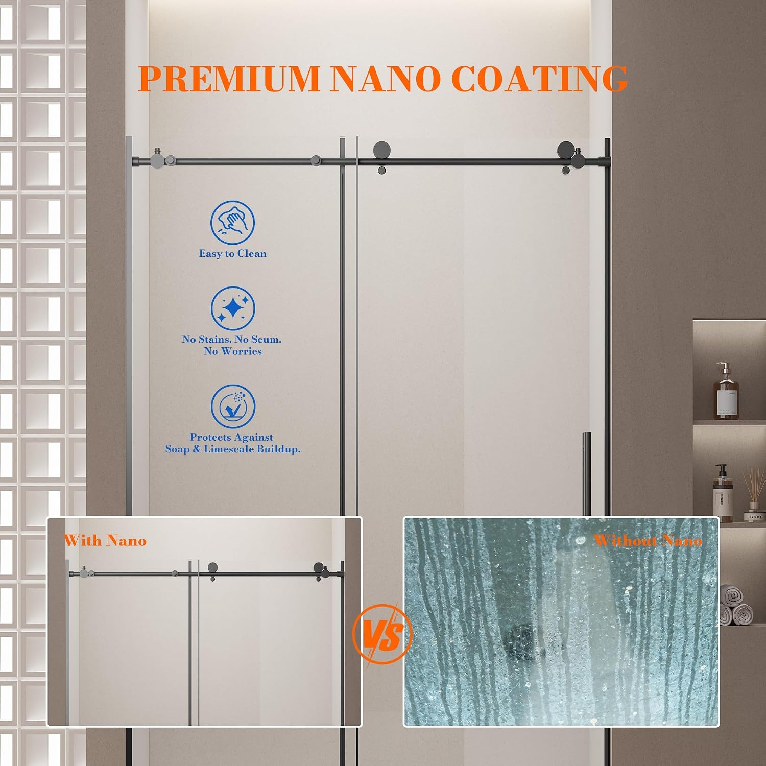 MonBlari Frameless Sliding Shower Door Review: Pros & Cons 3 MonBlari frameless sliding shower door review after extended use — long-term performance