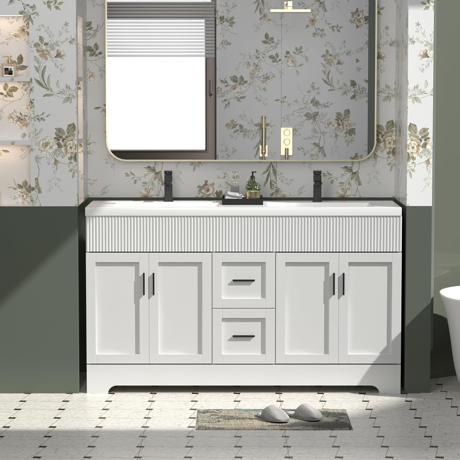 eclife 60 Inch Bathroom Vanity Review: Pros & Cons 1 eclife 60 inch bathroom vanity review features include soft-close drawers, wave design, and undermount sink