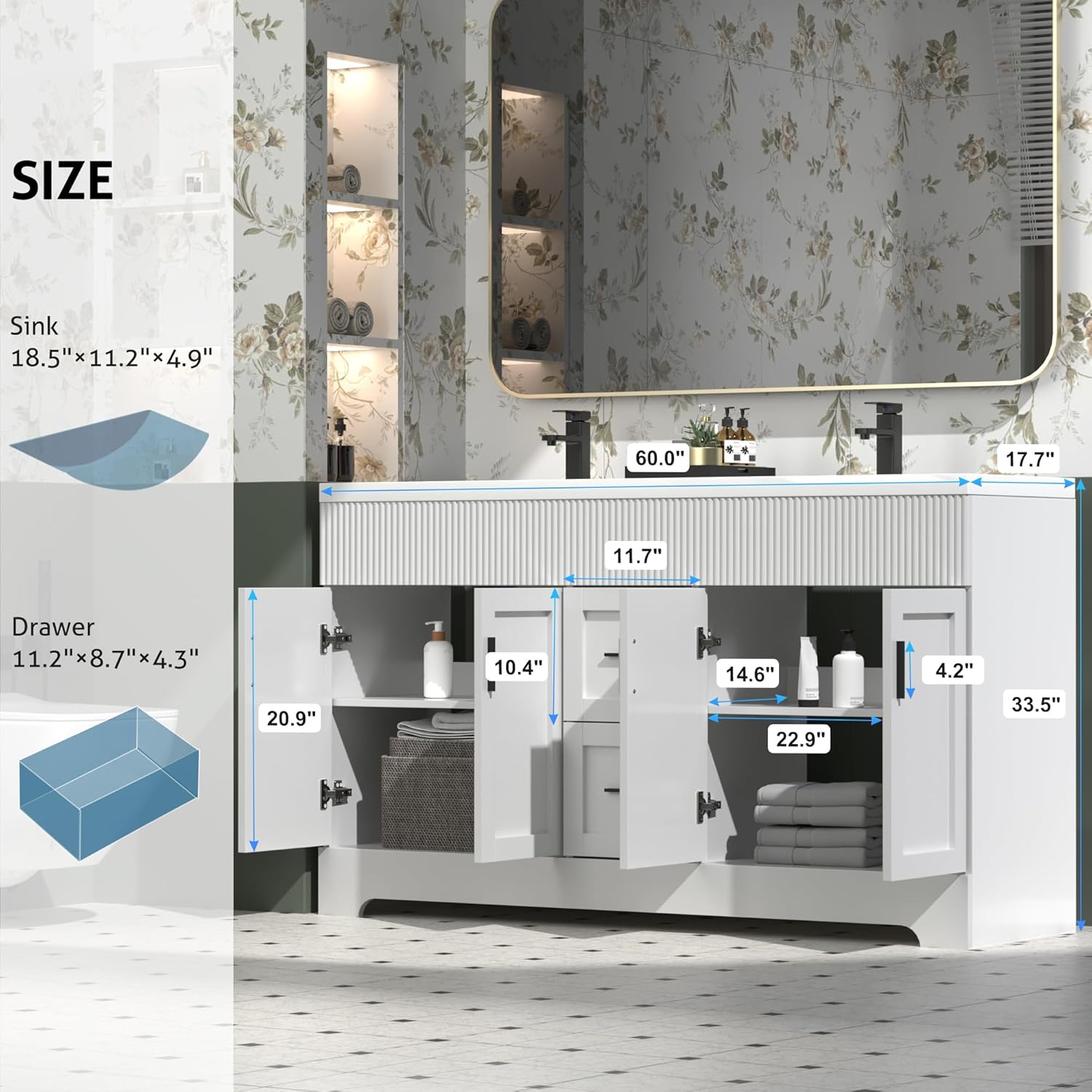 eclife 60 Inch Bathroom Vanity Review: Pros & Cons 2 eclife 60 inch vanity review pros cons unboxing - package contents include cabinet, sink, faucet, and hardware